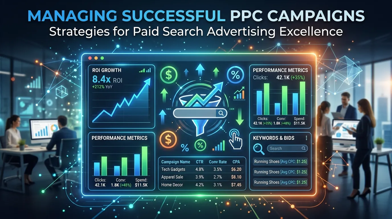 Digital marketer optimizing PPC campaigns and paid search ads on a computer screen